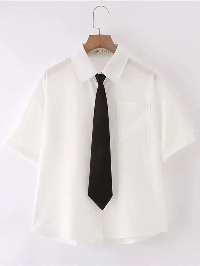 JMPRS – chemise blanche d'été pour femmes, manches courtes, Style JK Preppy, japon, filles, hauts Ha