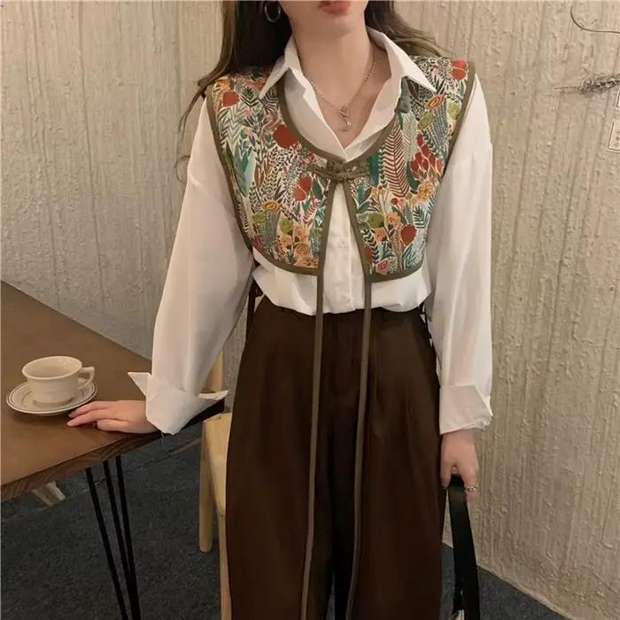 Gilets courts femmes Vintage Chic Style coréen minorité Streetwear décontracté sans manches vêtement