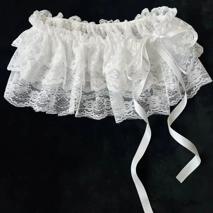 Coréen Ins blogueur Unique dentelle couches gaze jupes dentelle garniture a-ligne courte tissu Mini