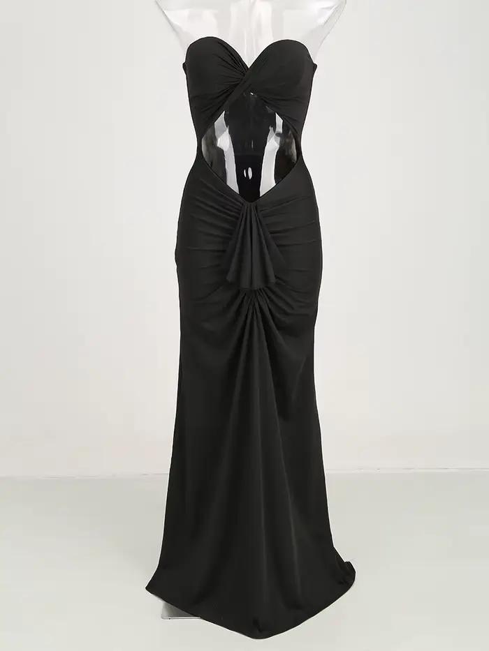 Robes longues de soirée noires, Sexy, sans bretelles, tenues de fête d'anniversaire, robes élégantes