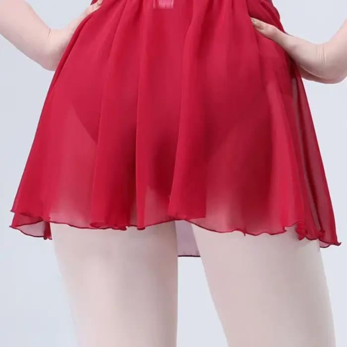 Jupes portefeuille Ballet pour femmes, jupe asymétrique en mousseline soie pour filles