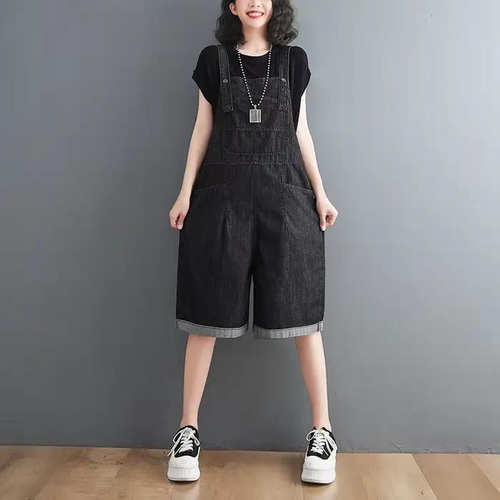 Printemps été Jean combinaisons courtes femmes décontracté Streetwear ample jambe large Shorts Denim
