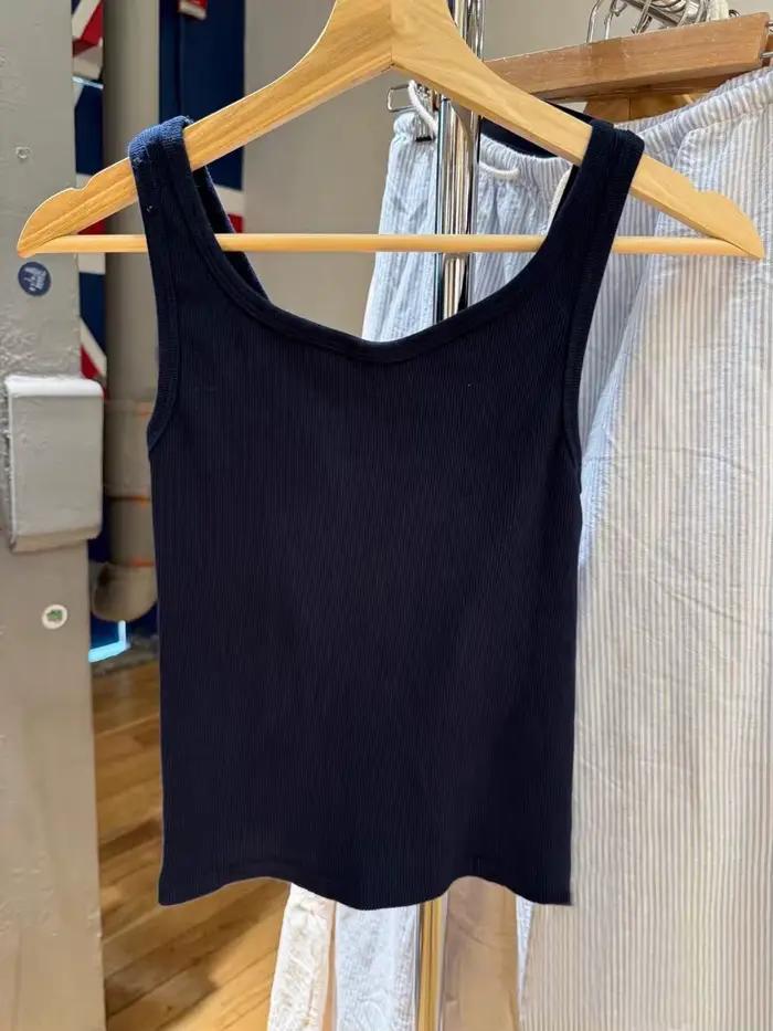 Haut brodé en coton pour femme, haut précieux, col fibrU, style américain, vintage, bleu marine, déc
