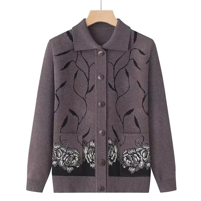 Pull cardigan à manches longues avec boutons pour femmes, manteau chaud, vêtements pour femmes, mère