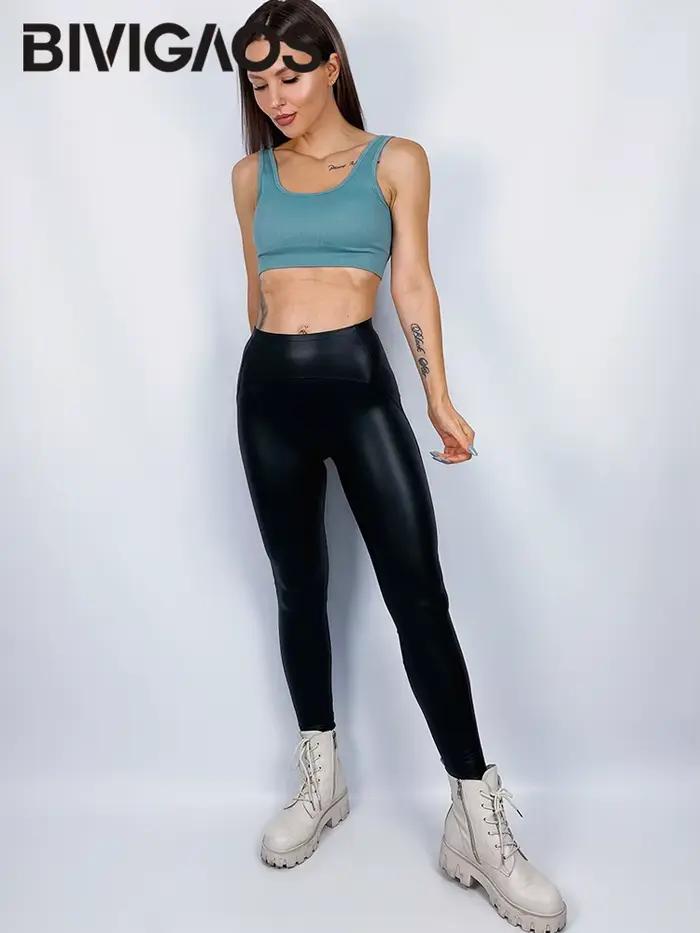 BIVIGAOS femmes printemps automne polaire mat en cuir PU pantalon Leggings élastique mince maigre Le