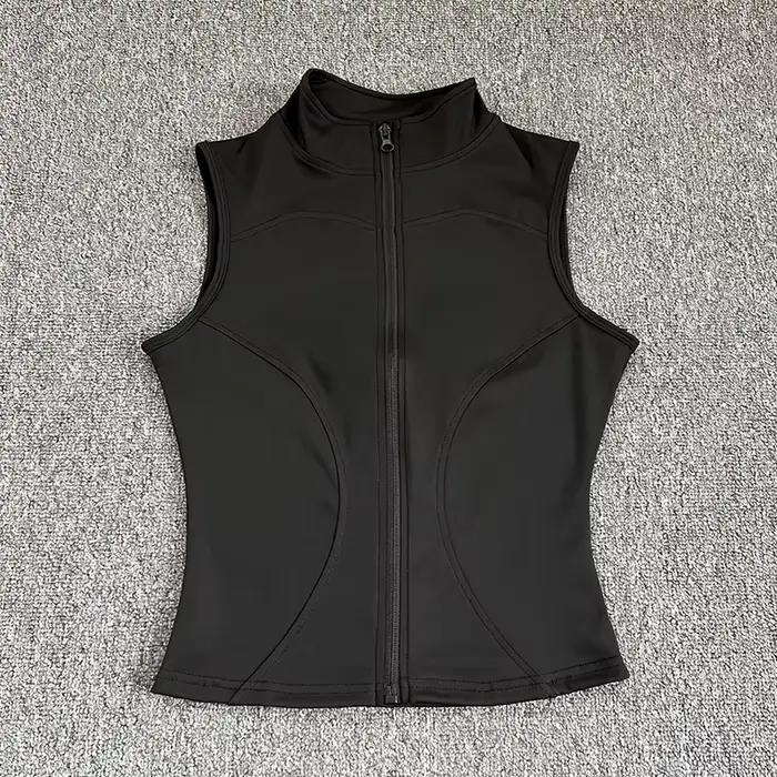 Haut de Sport sans manches pour femmes, coupe cintrée, séchage rapide, col montant élastique, vêteme
