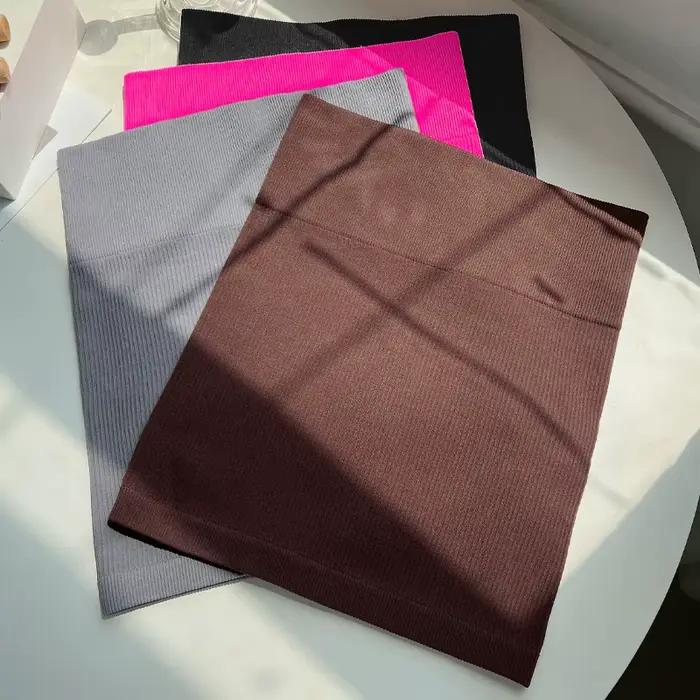 Femmes basique élastique taille haute moulante crayon Mini jupe décontracté été côtelé tricot paquet
