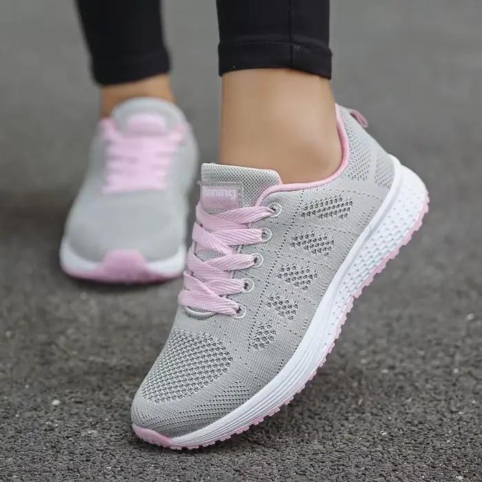 Femmes Chaussures Décontractées Mode Respirant Marche Maille FlatShoesSneakers Blanc Femme Chaussure