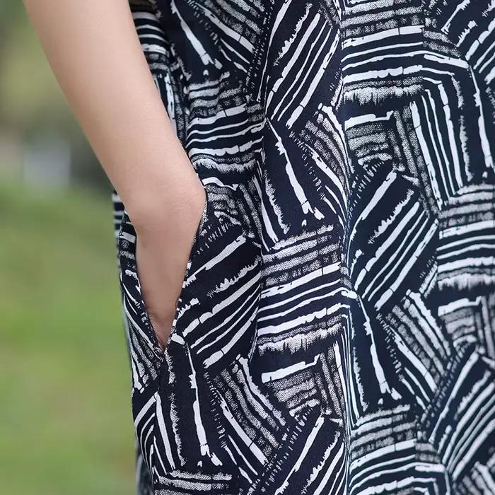 Vintage imprimé fleuri Robe Maxi femmes Boho à manches courtes longues ceintures Robe grande taille