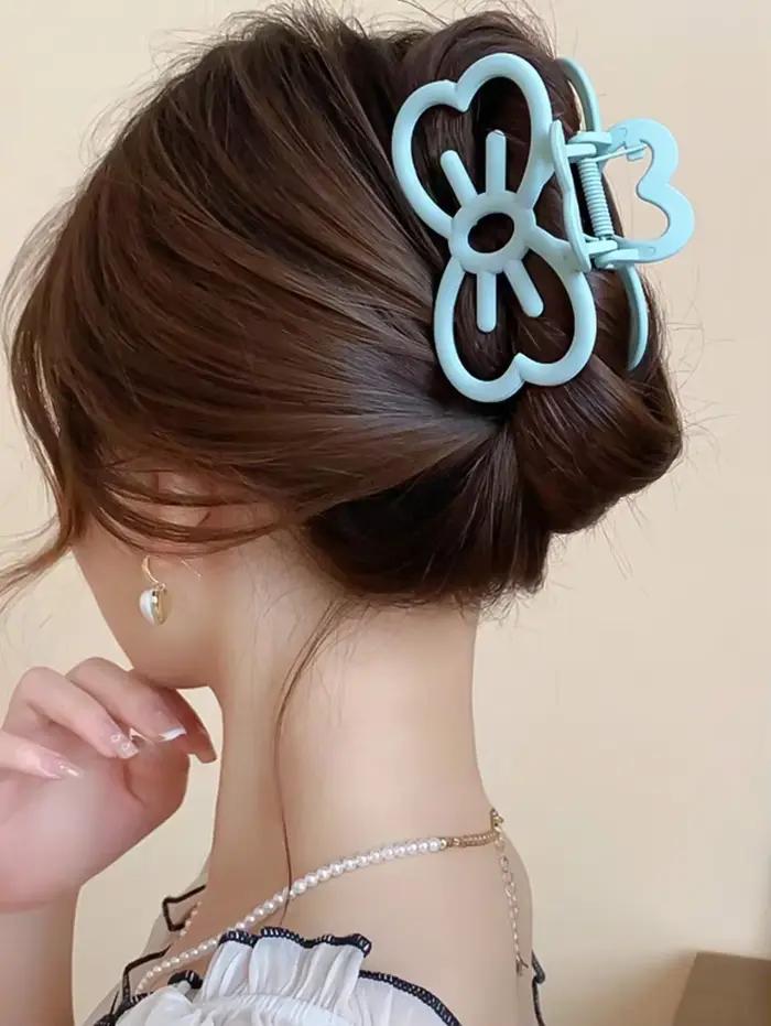 Pince à cheveux avec nœud de chat couleur bonbon, pince à griffe en plastique, pince à cheveux en fo