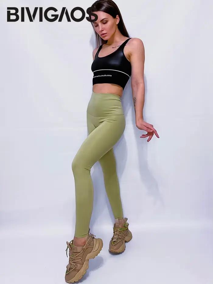 BIVIGAOS Taille Haute Sans Soudure Bout À Bout Requin Pantalon Femmes Multi Couleur Mince Ajusté Spo