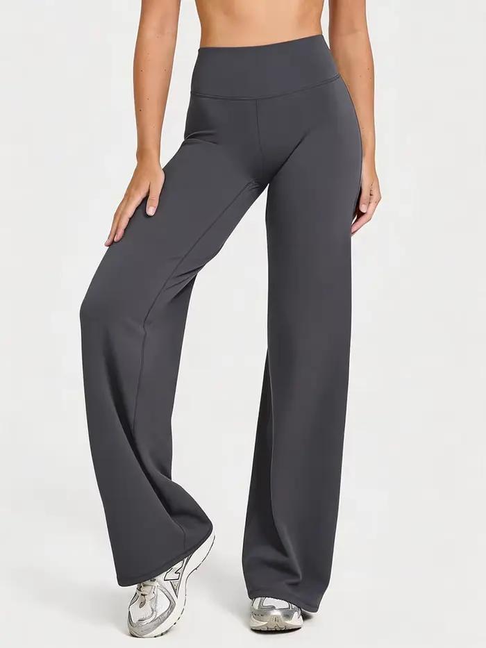 Pantalon de yoga taille mi-haute à jambe droite, pantalon large doux, sensation seconde peau, leggin