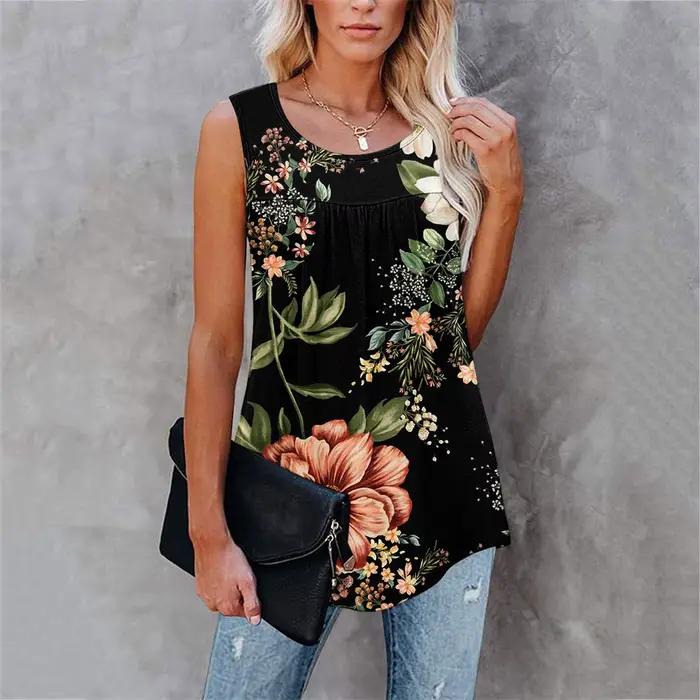 T-shirt imprimé floral grande taille pour femme, haut sexy, précieux, décontracté, plissé, été, 2022