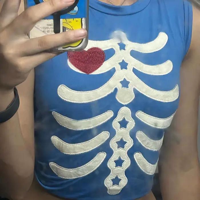 Pull en Y en patchwork de crâne classique pour femme, précieux, hipsters, hip hop, streetwear, décon