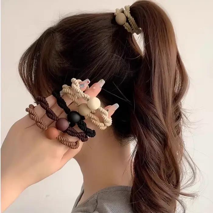 Lot de 10 élastiques à cheveux en cuir pour femme, pour queue de cheval haute, accessoires capillair