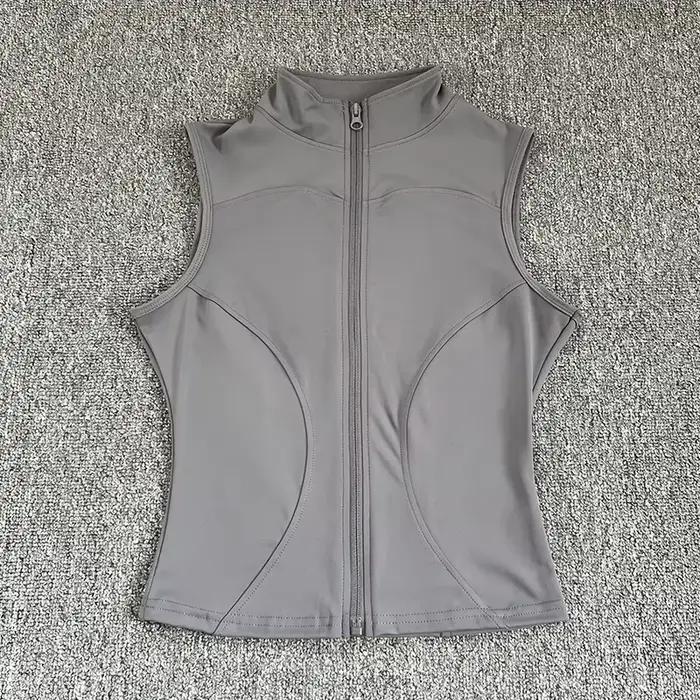 Haut de Sport sans manches pour femmes, coupe cintrée, séchage rapide, col montant élastique, vêteme