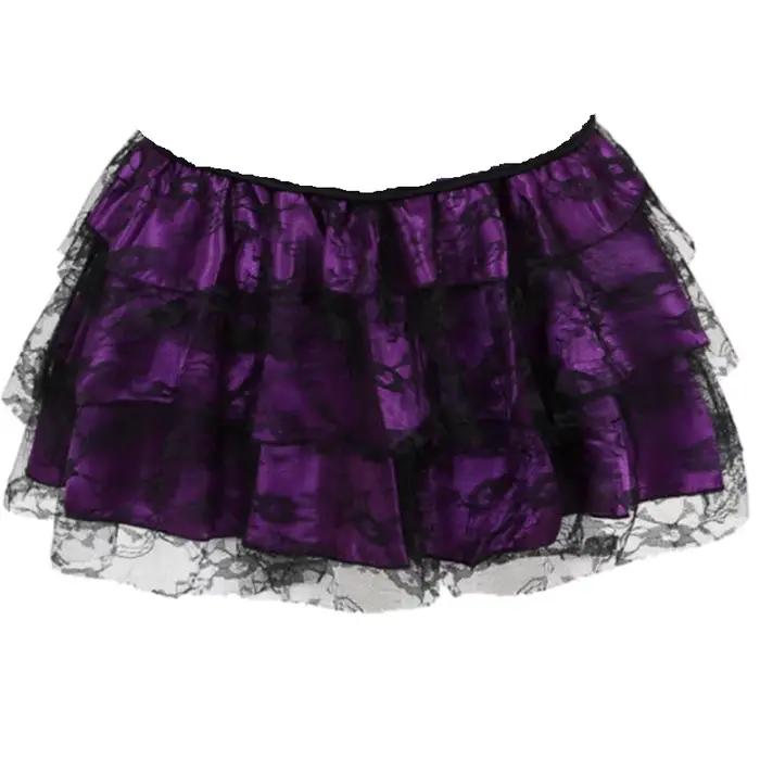 Femmes gothique Sexy dentelle florale maille Tulle Mini jupe plissée Showgirl mode fête danse jupes