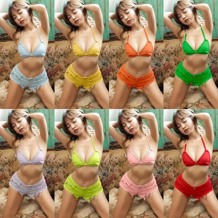 2026 nouvelles femmes Sexy déchiré taille basse couleur bonbon jean Denim Shorts Ropa De Mujer