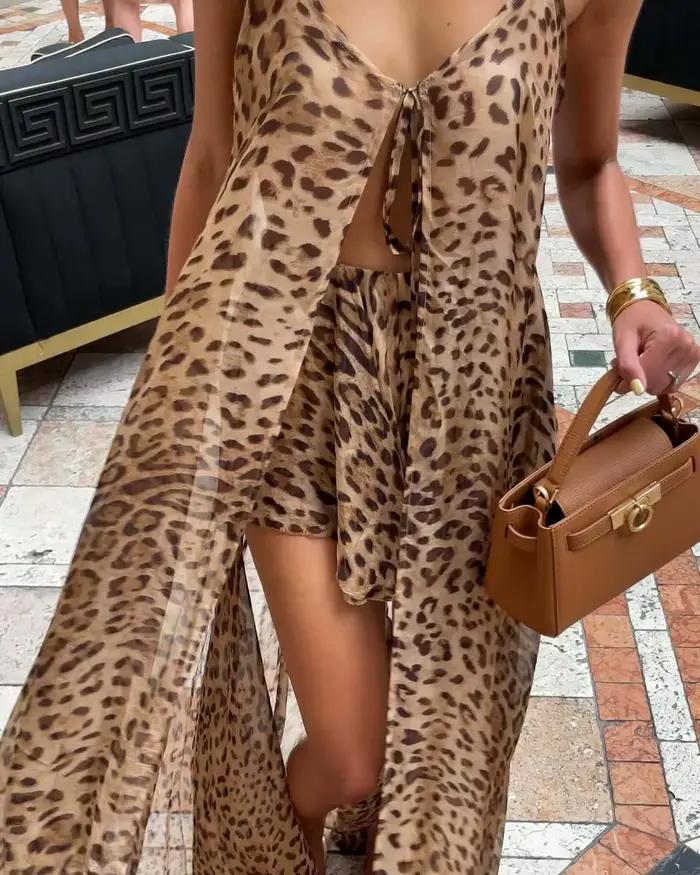 Ensemble de robe longue en mousseline de soie pour femmes, tenue de plage, vacances, col licou, ampl