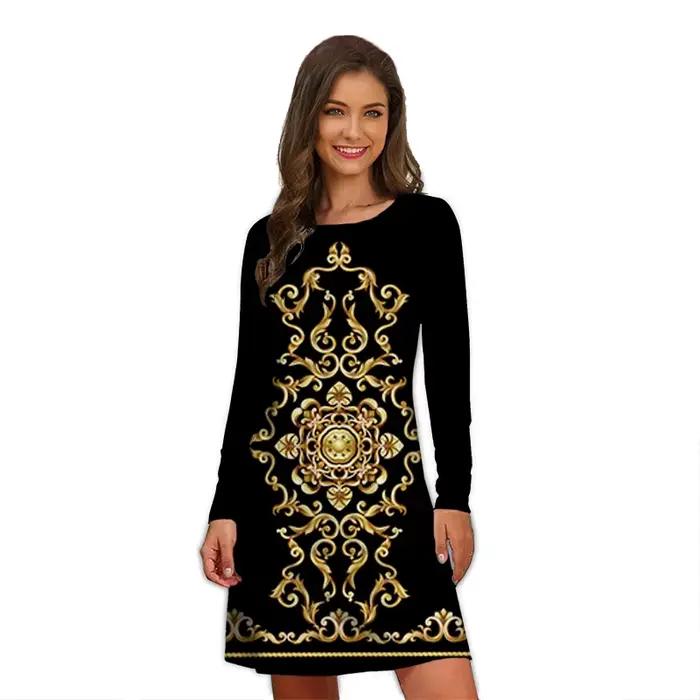 Robes élégantes à imprimé léopard pour femmes, manches longues, vêtements surdimensionnés, mode vint