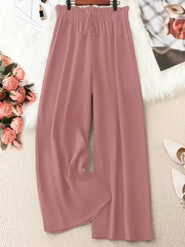 Grande taille 1XL-5XL femmes mode couleur unie pantalon à jambes larges femme décontracté élégant co