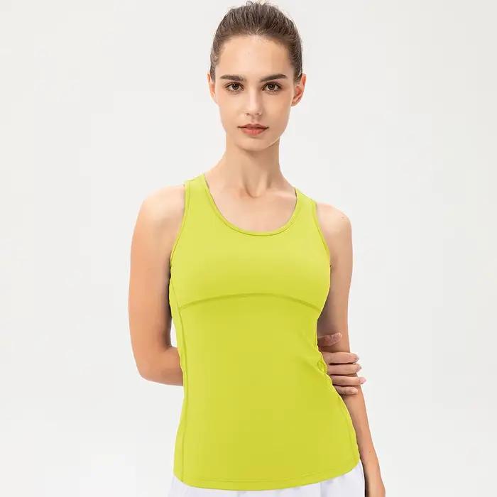 Couleur bonbon femmes vêtements de Sport d'entraînement de gymnastique gilet chemises de Yoga à séch
