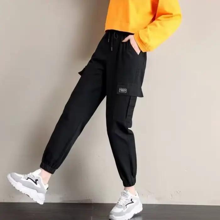 Pantalon femme Style fin nouveau solide poches décontractées pantalon à jambes larges cordon mode da