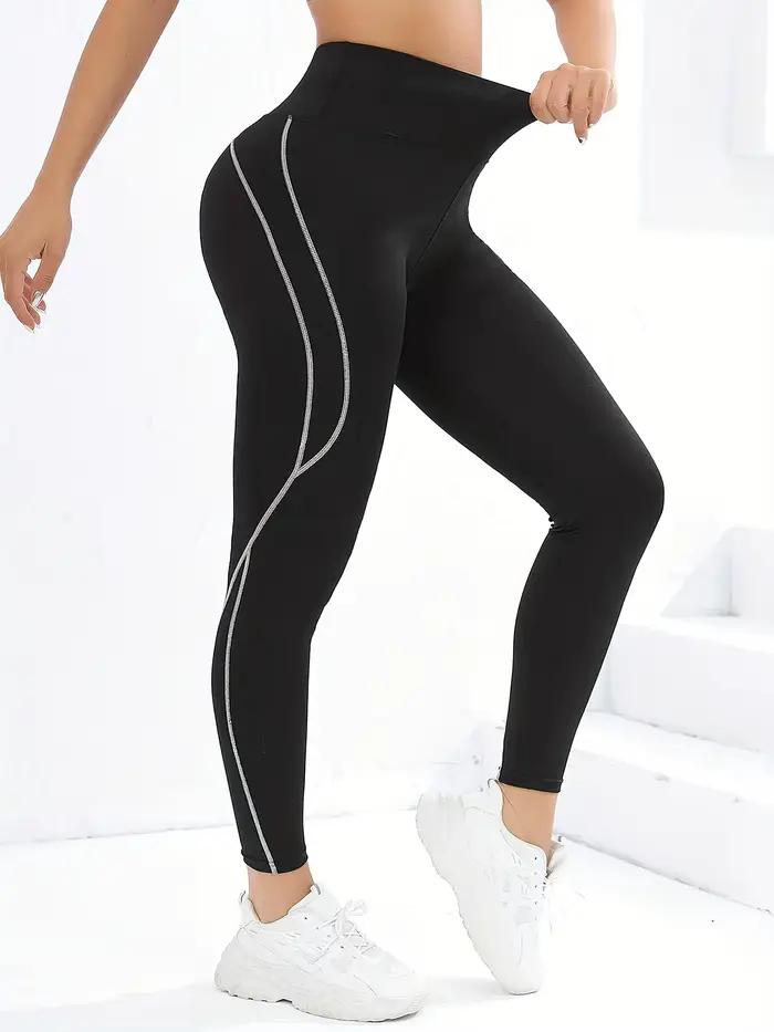 Leggings de yoga taille haute pour femmes, leggings de fitness à rayures blanches latérales