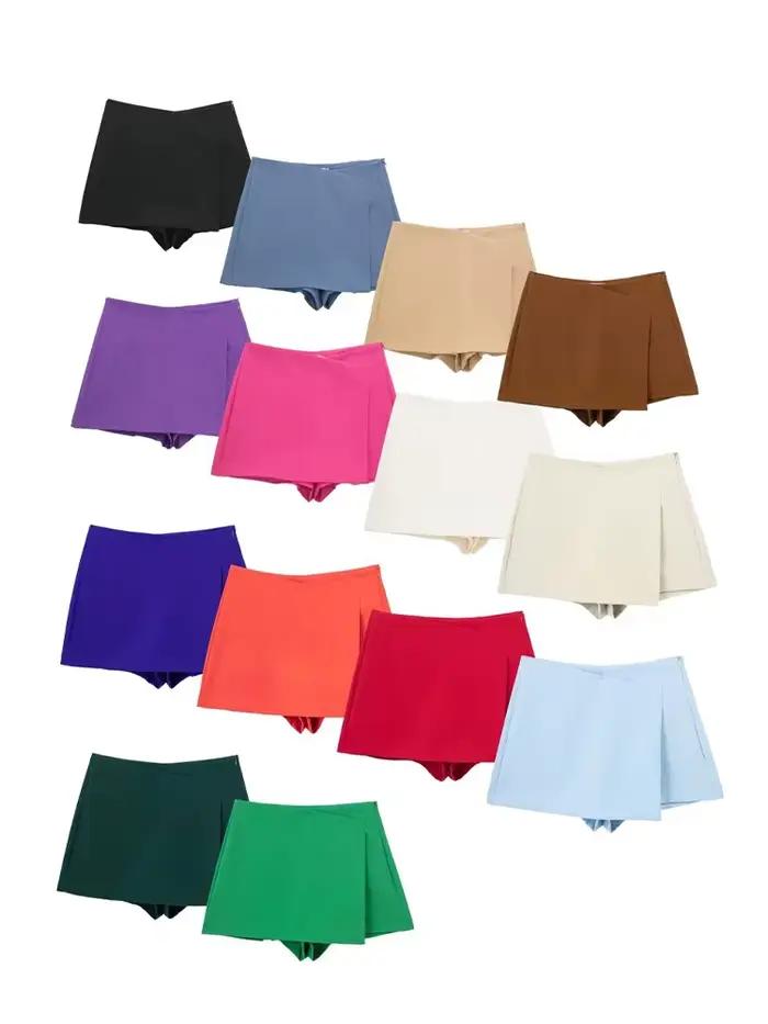 Willshela femmes mode solide asymétrique côté fermeture éclair jupes Shorts Vintage taille haute fem