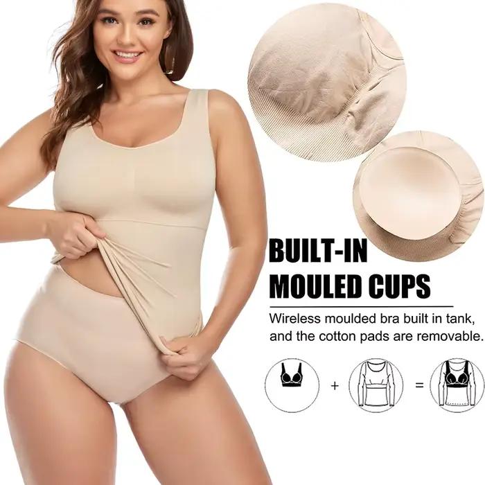 Caraco gainant pour femmes avec soutien-gorge intégré, contrôle du ventre, Camisole, débardeur, sous