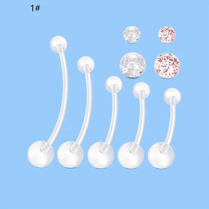 Ensemble de bijoux de perçage de ventre de maternité, anneaux de nombril transparents flexibles avec