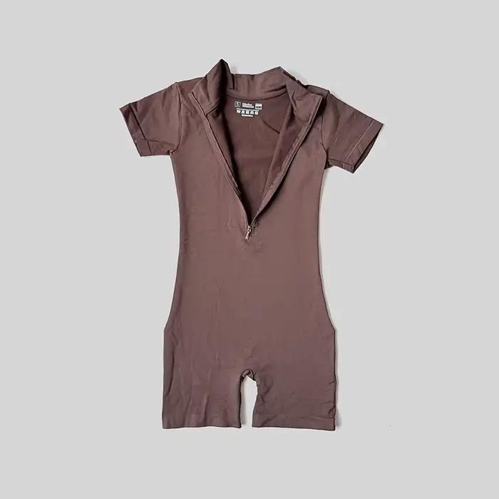 Body de sport d'été avec fermeture éclair, combinaison d'entraînement pour femmes, vêtements de gymn