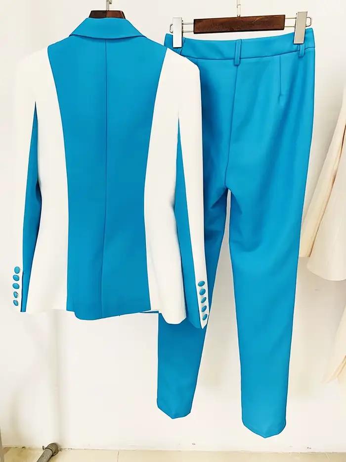 Ensemble tailleur-pantalon femme 2 pièces, nouvelle collection 2026, style haute couture, contraste