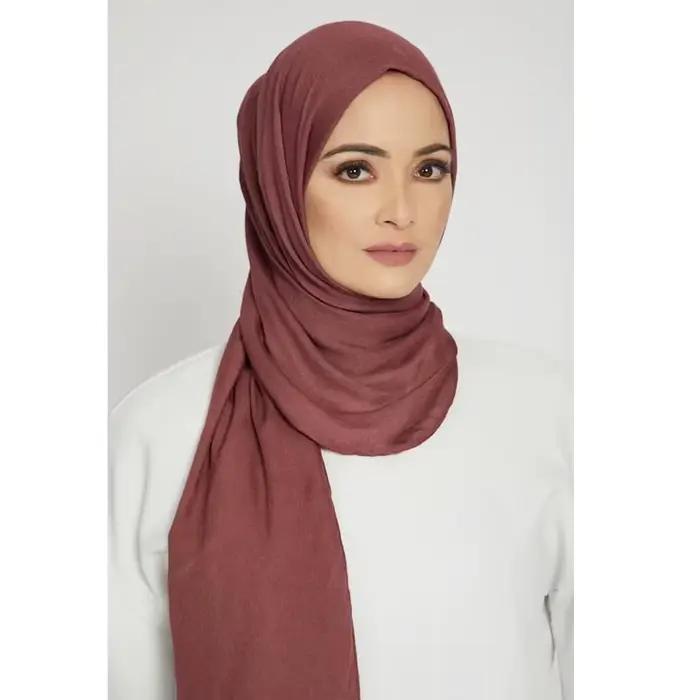 Écharpe Hijab en Jersey de Coton Modal pour Femme, Long Châle Musulman, Turban Doux Uni, Bandeau de