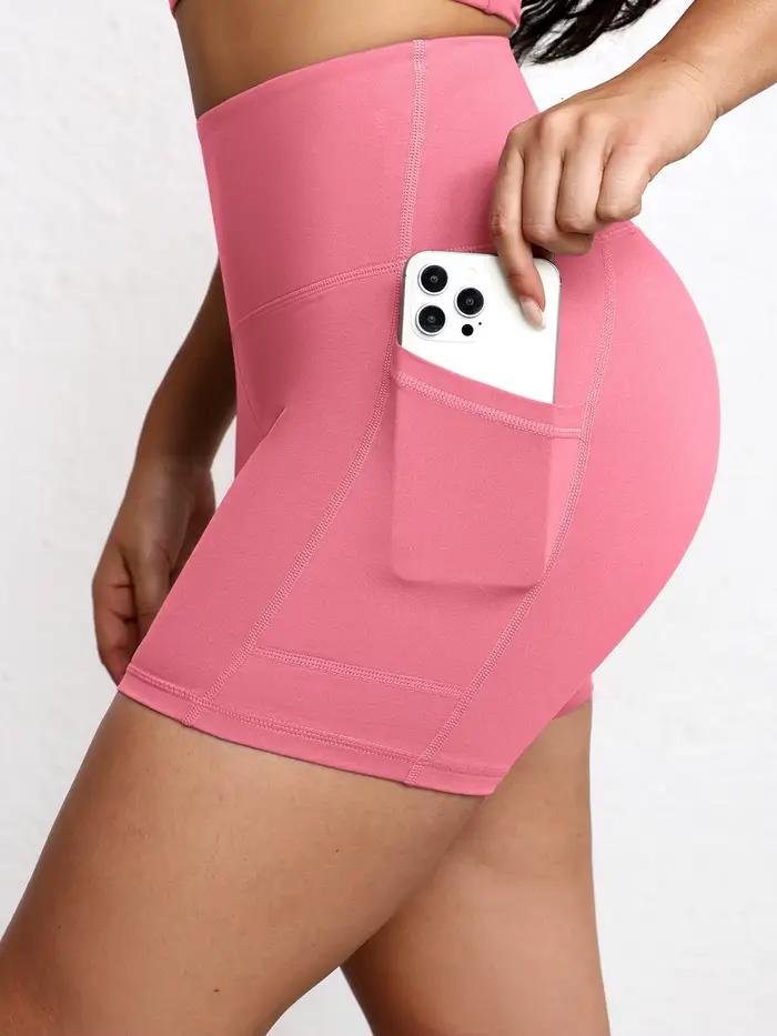 Shorts de sport taille haute pour femme avec poches, idéal pour le fitness, le running et le yoga –