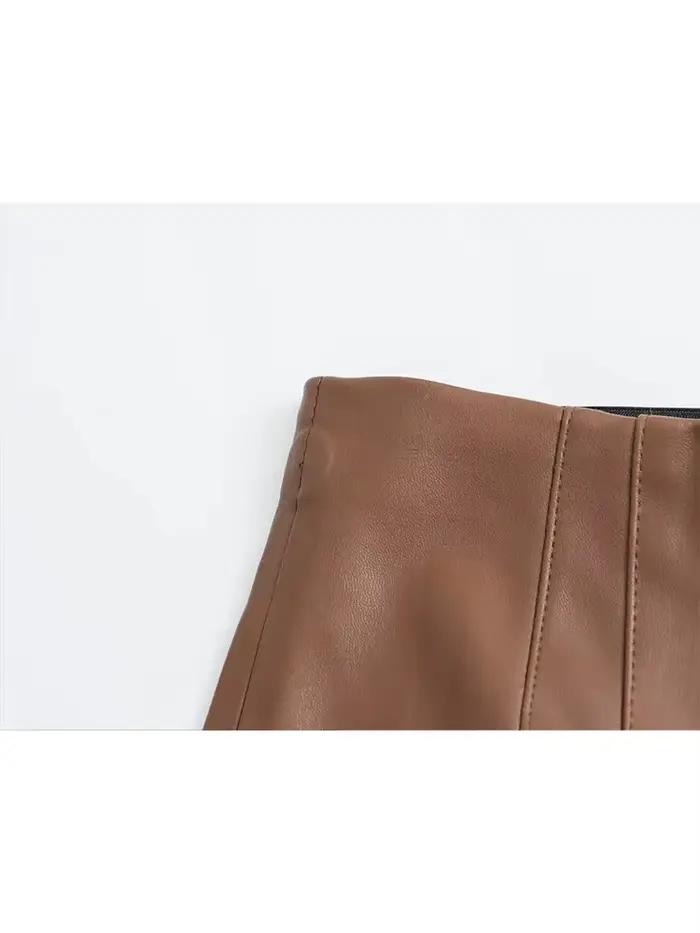 HH 2024 Pantalon en simili cuir pour femme Taille haute Pantalon à jambes droites Mode Femme Streetw