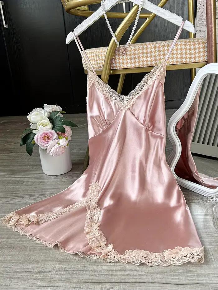 Chemise de nuit sexy en dentelle patchwork, lingerie, robe de mariée en soie, vêtements de nuit pour