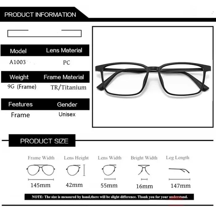 Lunettes d'affaires rétro grand carré TR90 en titane pour hommes, monture de Prescription optique po