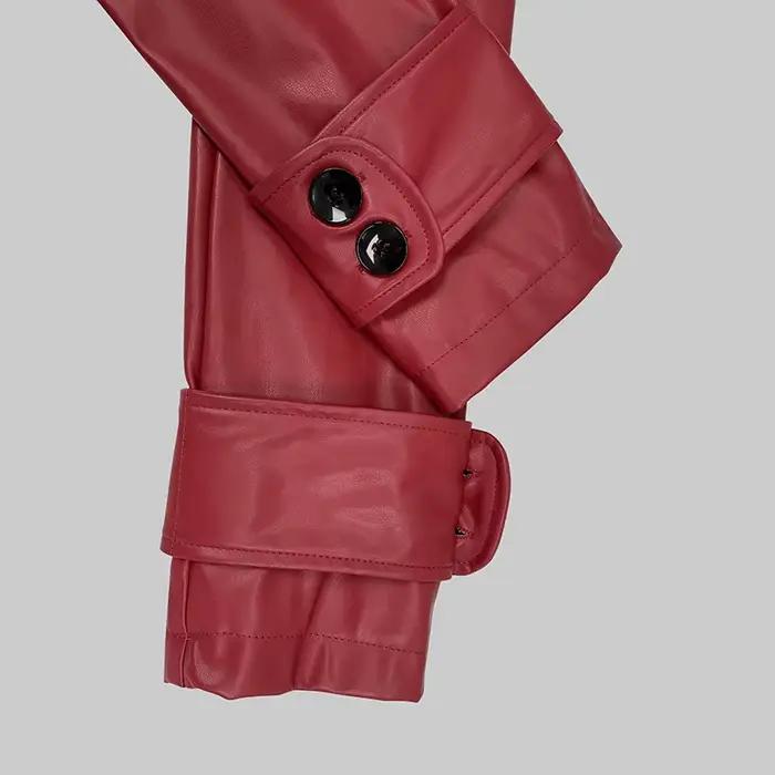 Modigirl automne hiver rouge Faux cuir vestes femmes 2024 nouveaux vêtements d'extérieur manches lon