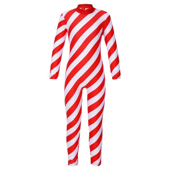 Costume de batterie de danse de Noël Candy Cane pour fille, Unitard Tulle Peplum, costume de père No
