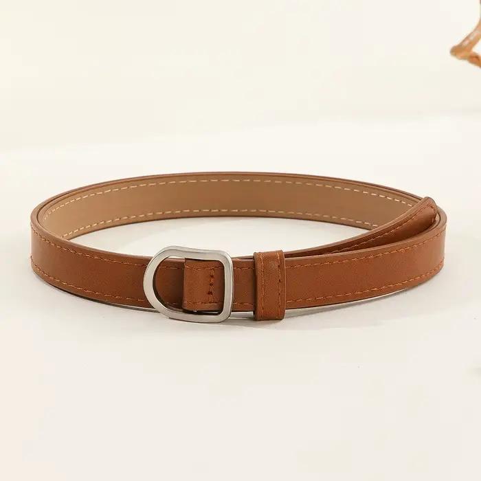 Ceinture paresseuse décontractée Simple perforée pour femmes, associée à des jeans, ceinture en cuir