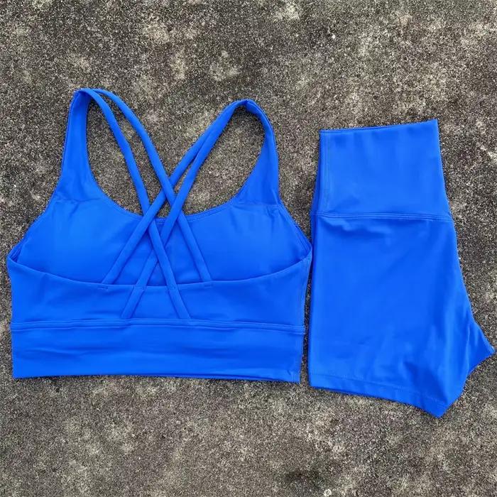 Ensemble de vêtements de Yoga 2 pièces, ensemble short de sport pour femmes, soutien-gorge croisé da