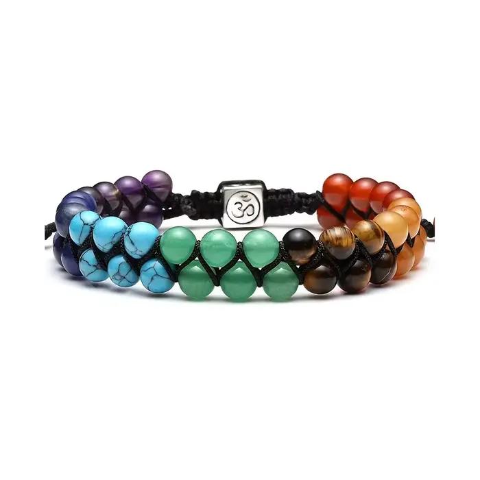 Bracelet en cristal pour traitement des chakras, pierre de Yoga, perles réglables, méditation, Relax
