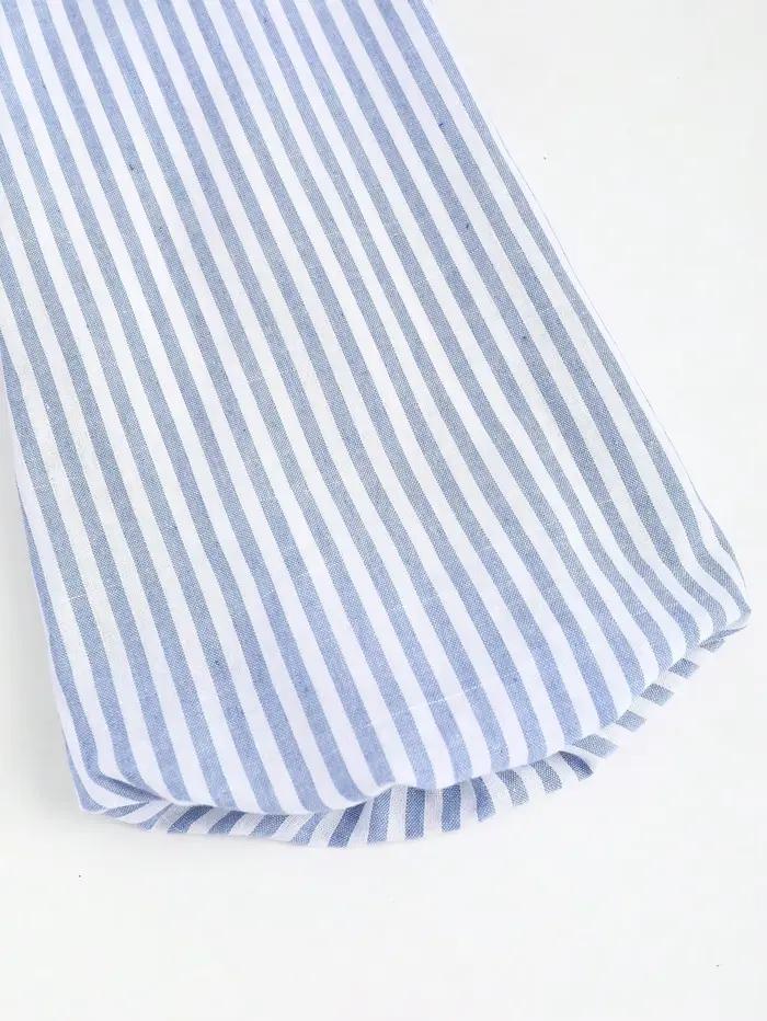 Chemise à manches bouffantes avec nœud à nouer rayé