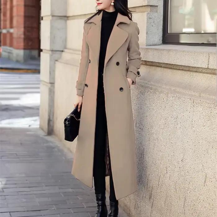 Manteau femme hiver mode coréenne Long enduit épaissi laine manteau d'hiver pour femmes manteau noir