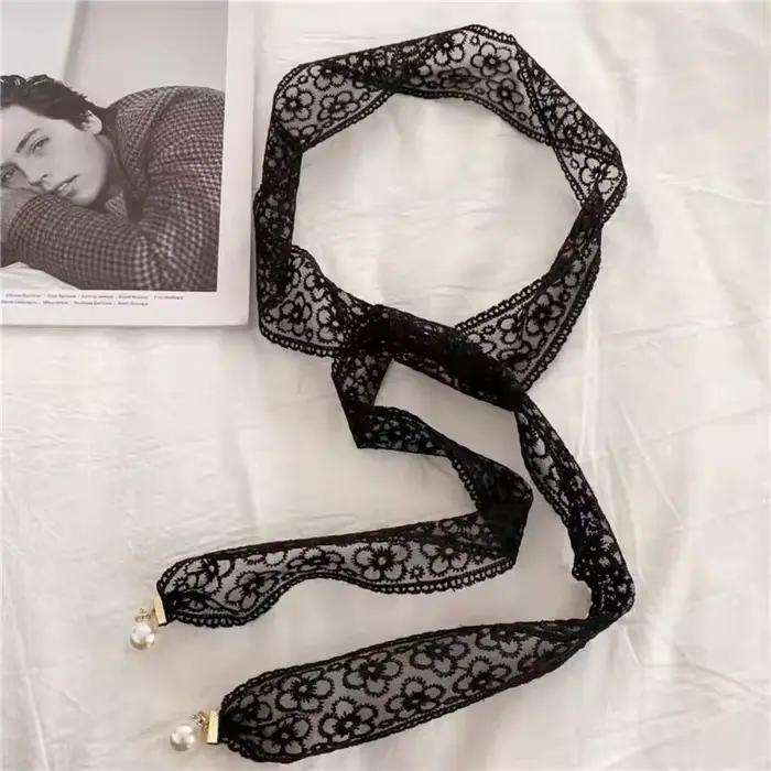Ceintures de taille en dentelle décoratives pour femmes, élégantes, avec pendentif en perles, access