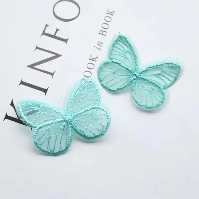 Patchs en tissu papillon en maille brodée 4.5x3.5cm, 20 pièces/lot, Appliques pour vêtements, fourni