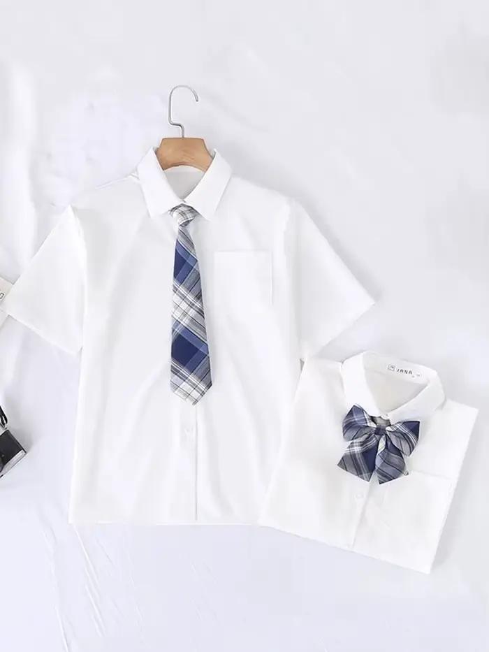 JMPRS – chemise blanche d'été pour femmes, manches courtes, Style JK Preppy, japon, filles, hauts Ha