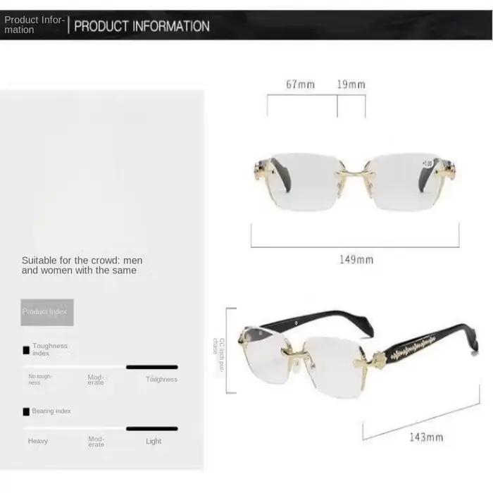 Y2K – lunettes Vintage sans cadre à bords coupés, Anti-fatigue oculaire en métal, Anti-lumière bleue