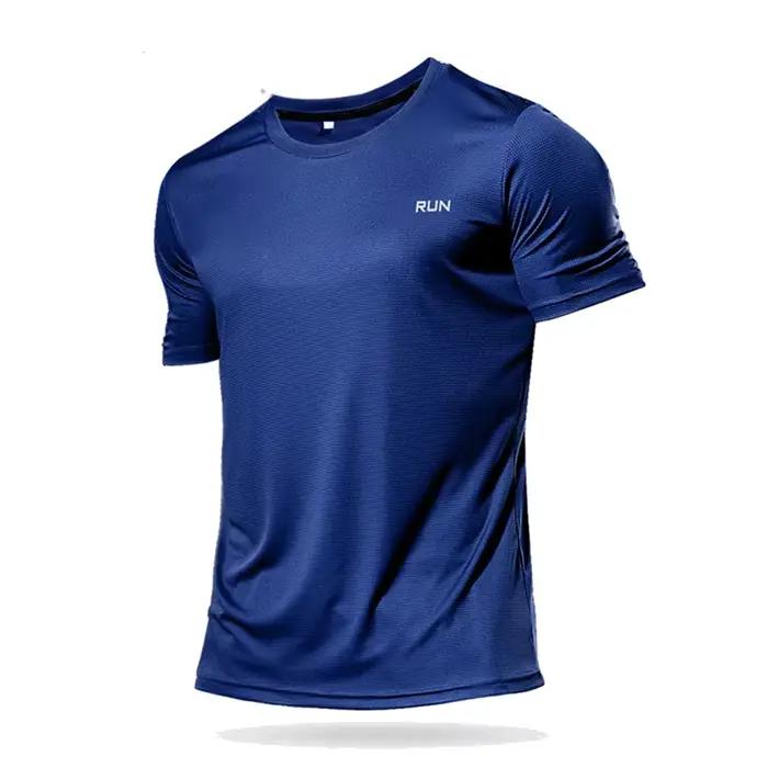 Haute qualité Polyester hommes course t-shirt séchage rapide Fitness chemise entraînement exercice v